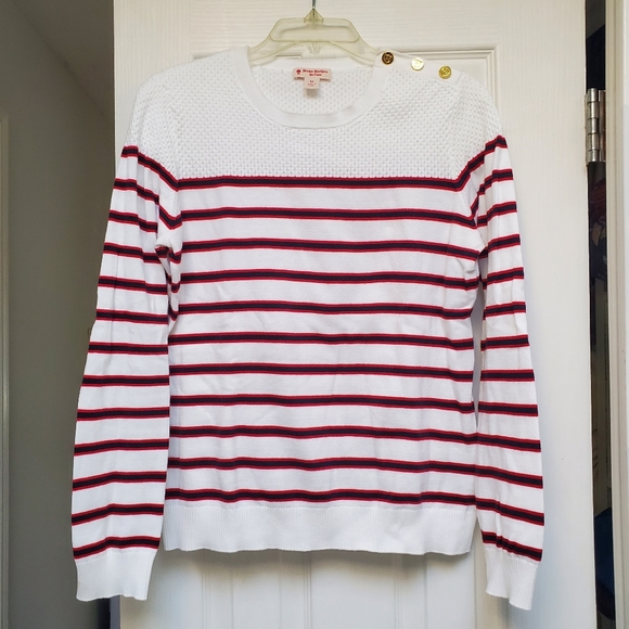 Brooks Brothers Striped Cotton Sweater - sz M - Picture 2 of 4